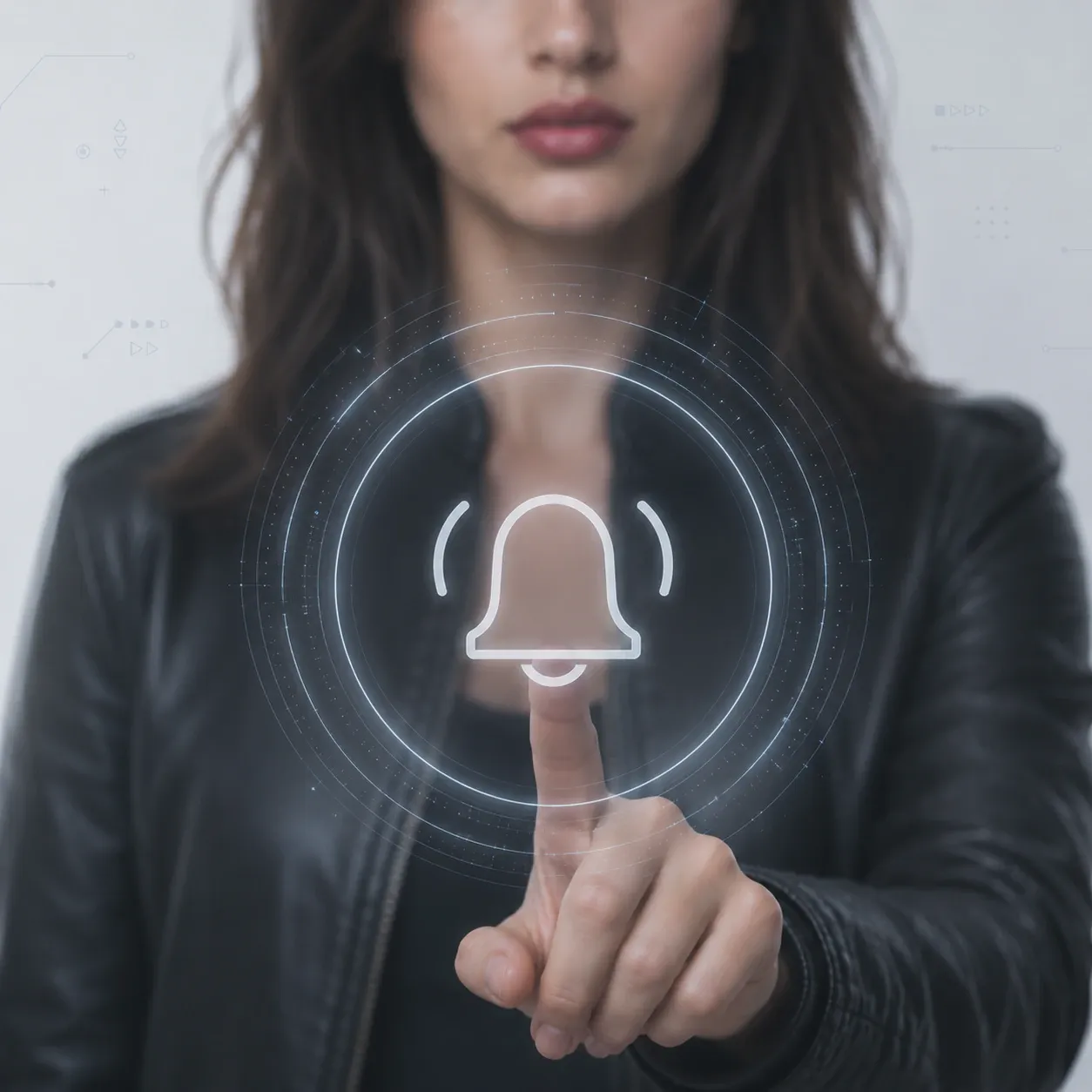 Woman activating a real-time alert notification